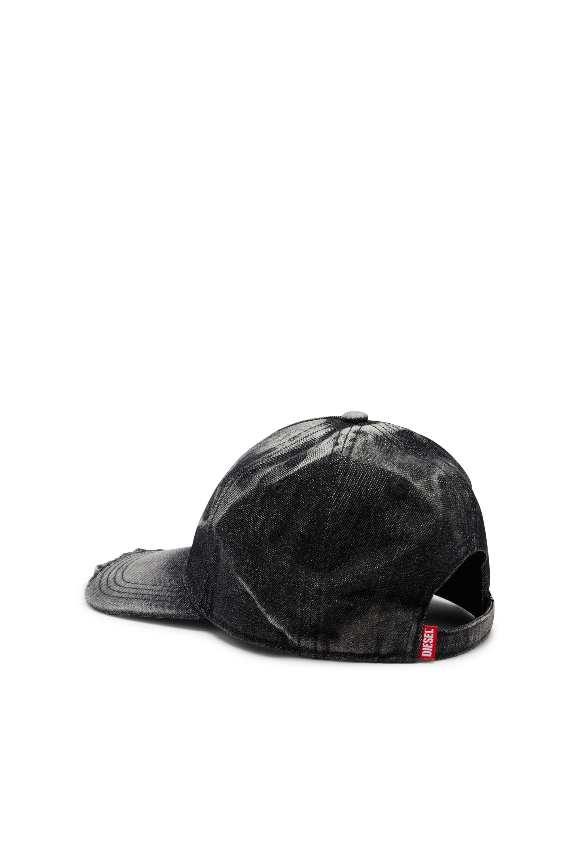 Diesel - C-SEYMON-BLACK, Man's Baseball cap in destroyed denim in Black - 3